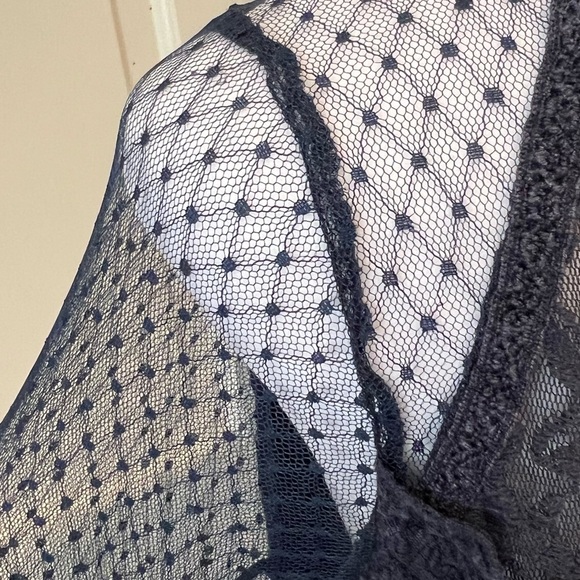 American Eagle Navy Lace Blouse Size Medium Whimsigoth Whimsy Goth - Picture 4 of 6